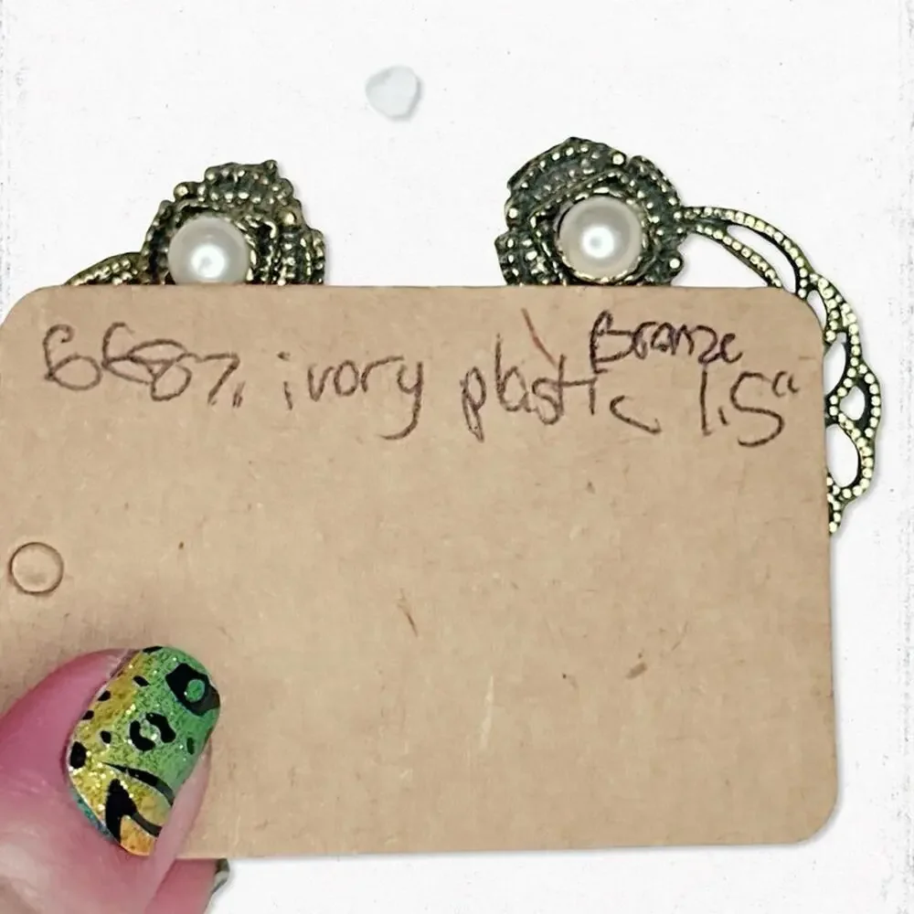 6687. Bronze Earrings Faux Pearl